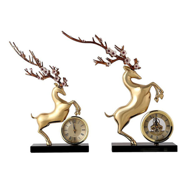 Horloge cerf Sika dorée - Image 3