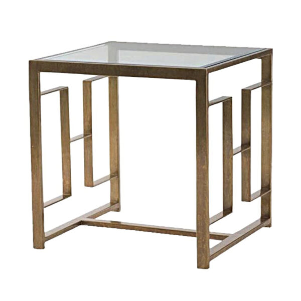 Mesa de vidrio templado de latón