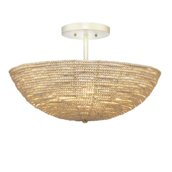 Beige houten kralen plafondlamp