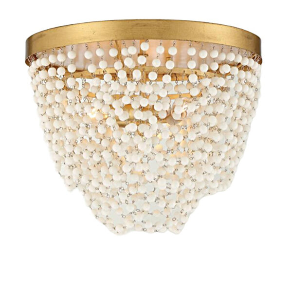 White Wood Beads Ceiling Lamp