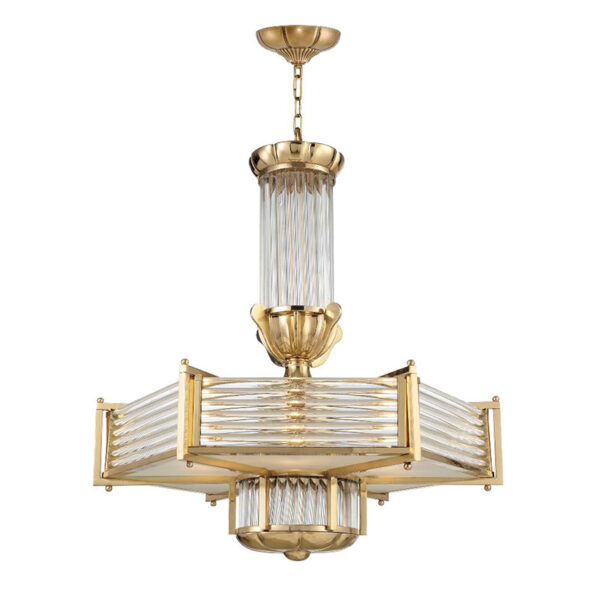 Lampadario Villa in tondino di vetro trasparente