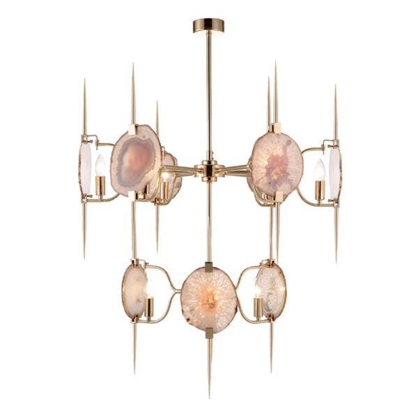Luxury Brass Agate Chandelier