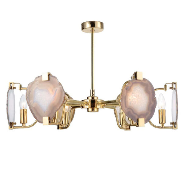 Luxury Brass Agate Chandelier - Image 2
