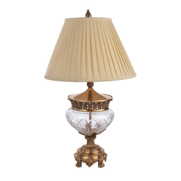 Lampe de table en verre et laiton de chevet