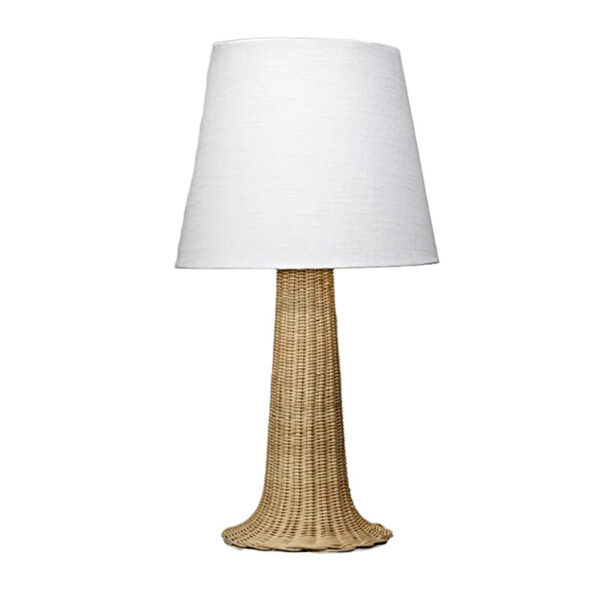 Lampada da tavolo in rattan bianco