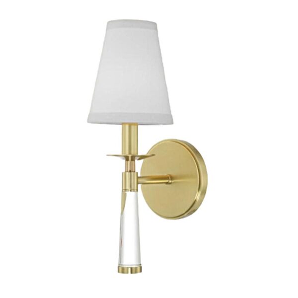 Lampada da parete in cristallo con paralume bianco