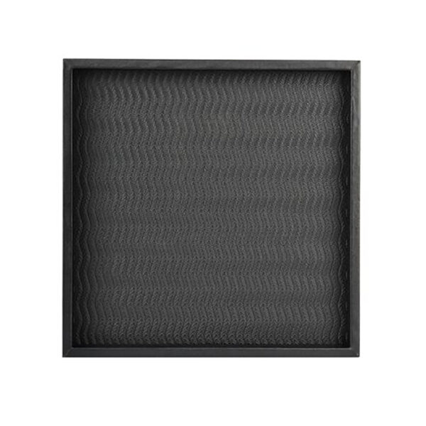 Plateau carré noir en simili cuir