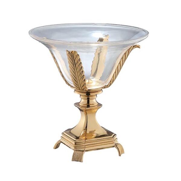 Tigela de bandeja de latão em forma de troféu