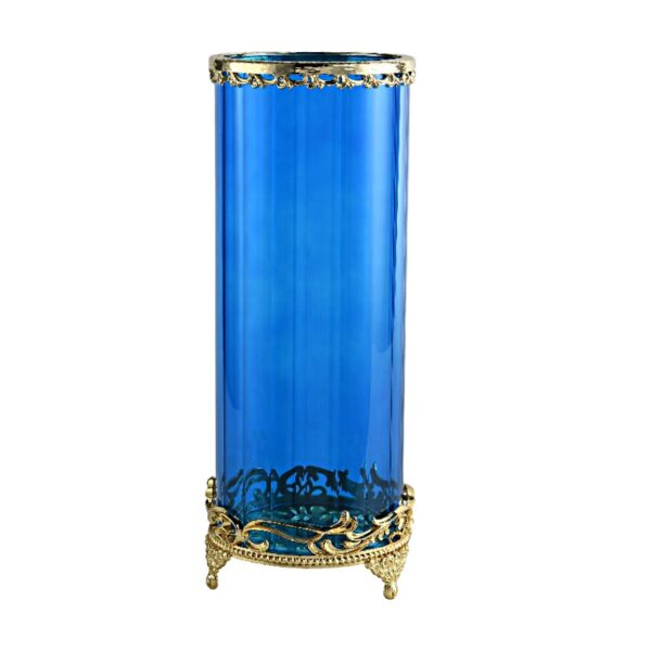 Vaso rotondo in vetro blu - Immagine 2