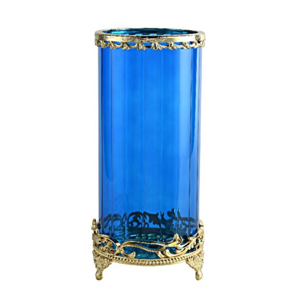 Vaso rotondo in vetro blu
