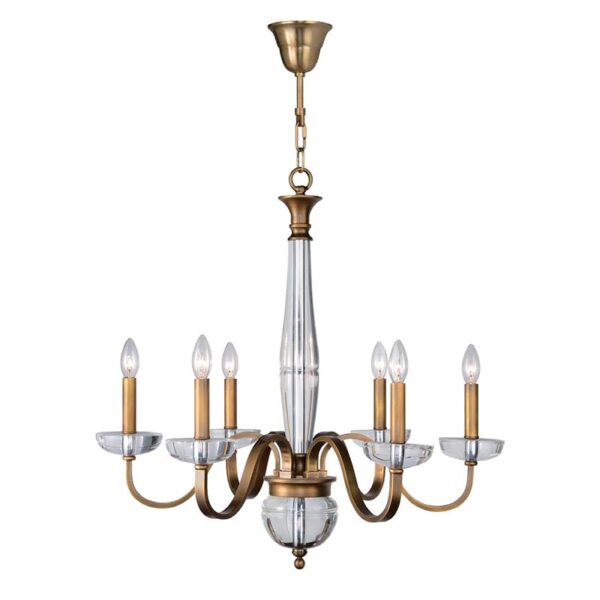 American Brass Crystal Chandelier