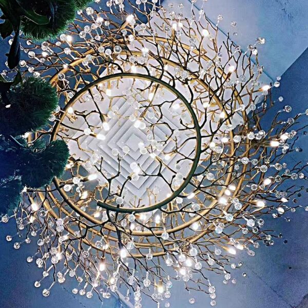 Lampadario in vetro in alluminio di ramo
