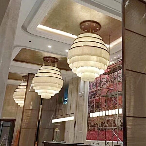 Round White Glass Chandelier