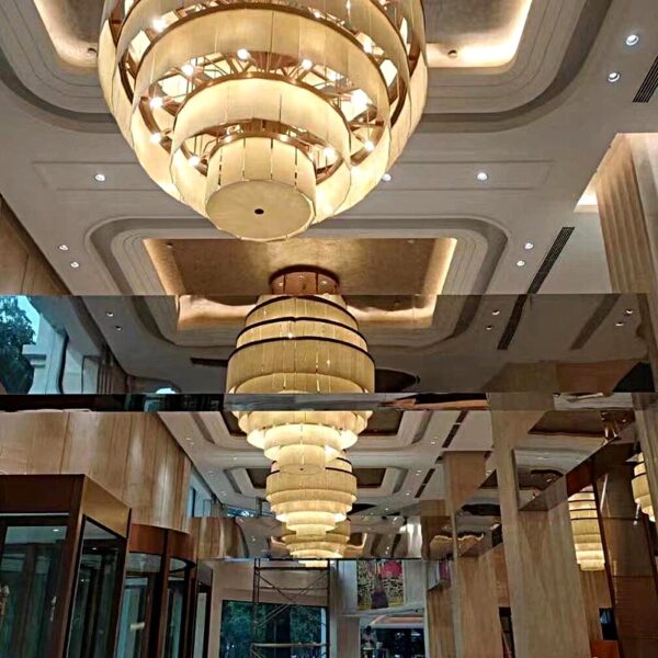 Round White Glass Chandelier - Image 2