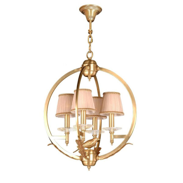 Hall Pink Clothshade Chandelier