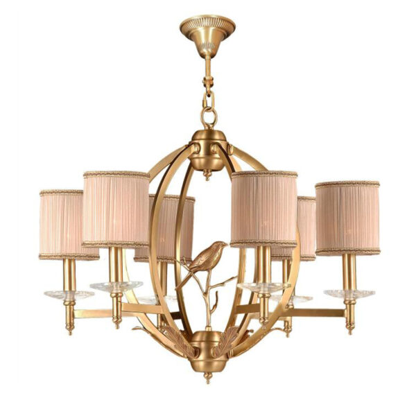 Hall Pink Clothshade Chandelier - Image 2