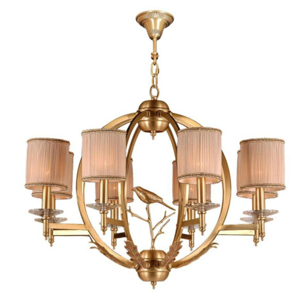 Hall Pink Clothshade Chandelier - Image 3