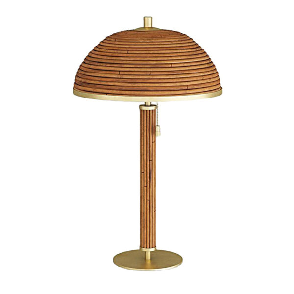 Lampu meja rotan coklat