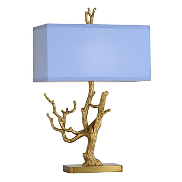 Candeeiro de mesa azul de latão ramo