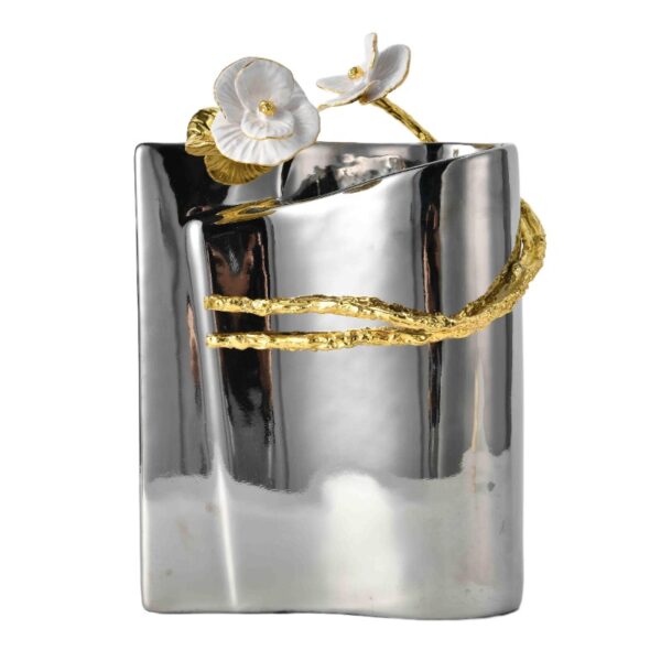 Vaso in ceramica smaltata argento
