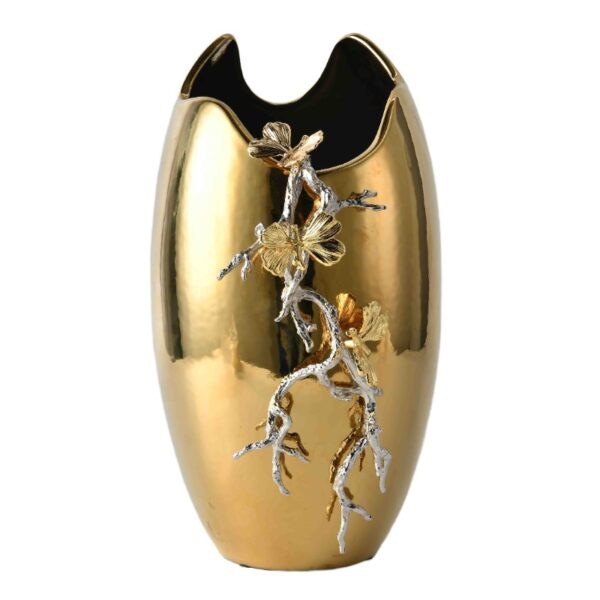 Vaso in ceramica con rami dorati - Immagine 2
