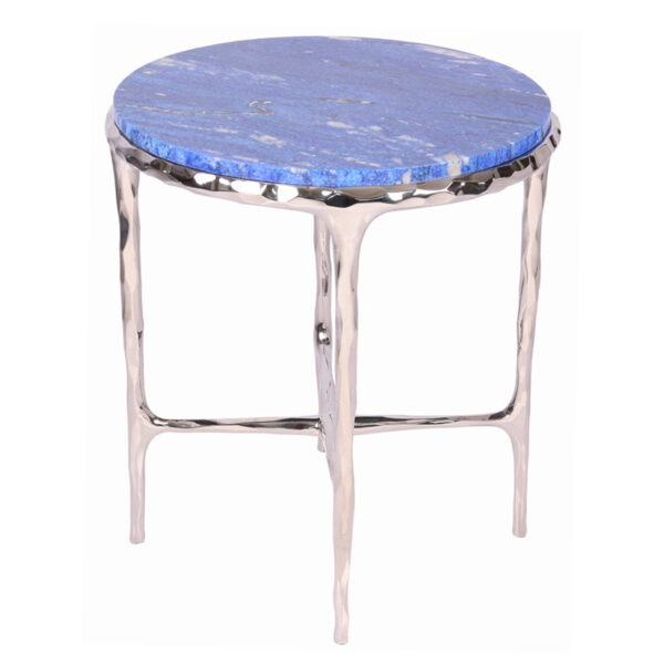 Mesa lateral de mármore azul