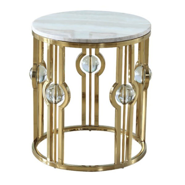 Mesa lateral de mármore com moldura dourada