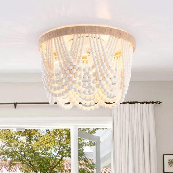 Witte Wood Bean-plafondlamp - Afbeelding 2