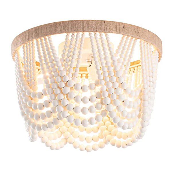 Witte Wood Bean-plafondlamp
