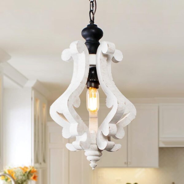 Luci lanterna in legno bianco - Immagine 2