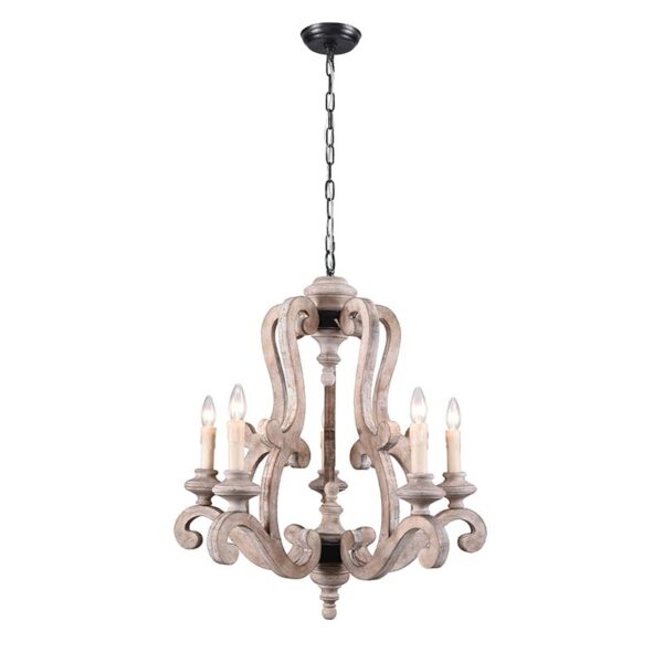 Prachtige beige houten kroonluchter