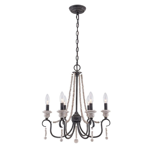 Indoor Metal Wood Beads Chandelier - Image 2