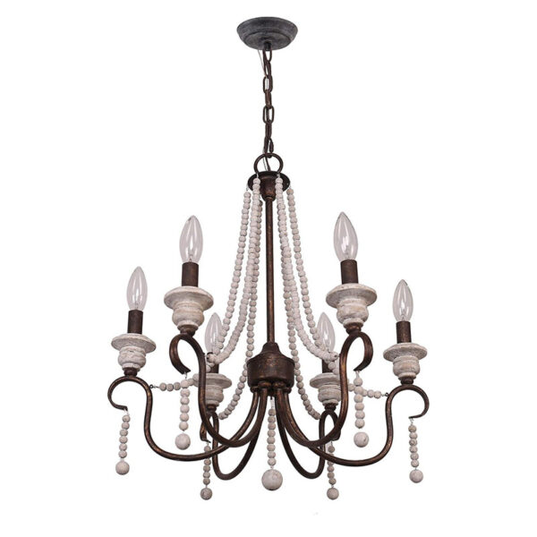 Indoor Metal Wood Beads Chandelier