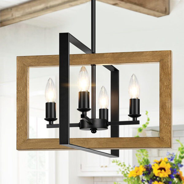 Đèn mặt dây chuyền gỗ nhà bếp - Hình ảnh 2