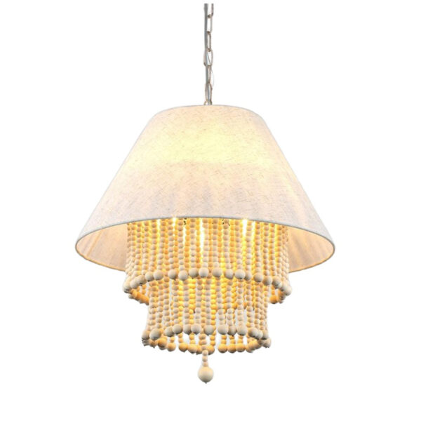 Wood Bean White Pendant Lamp