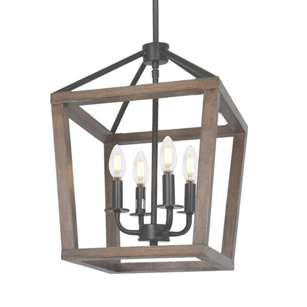 Luces de linterna con marco de madera