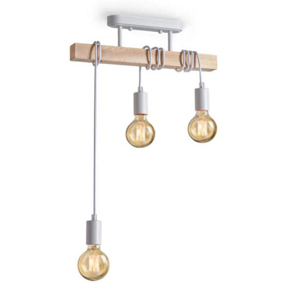 Lampe à suspension rétro en métal et bois