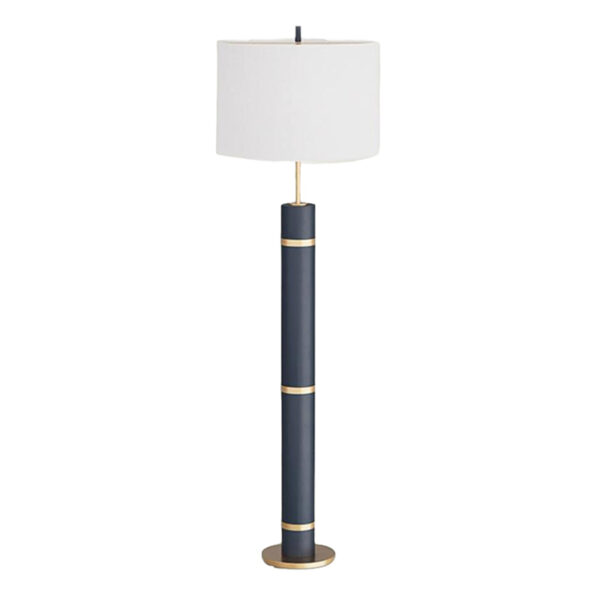 Lampadaire en Cuir Bleu Foncé