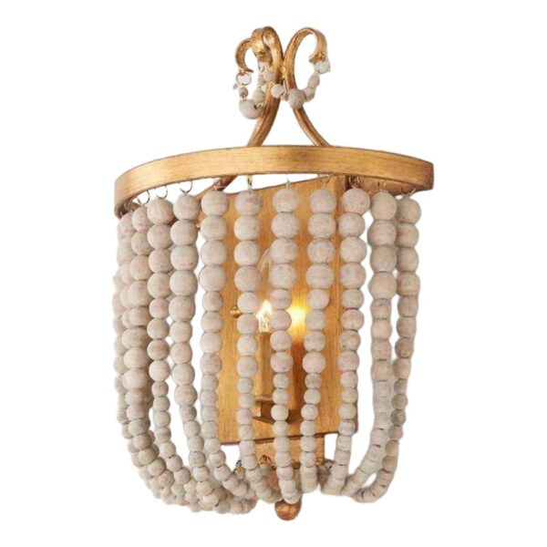 Beige Holzbohnen-Wandlampe