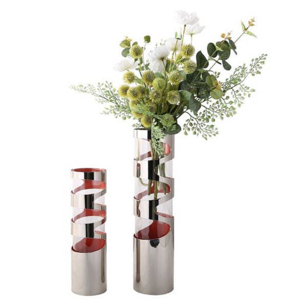 Cylindrical Silver Glass Vase - Image 3