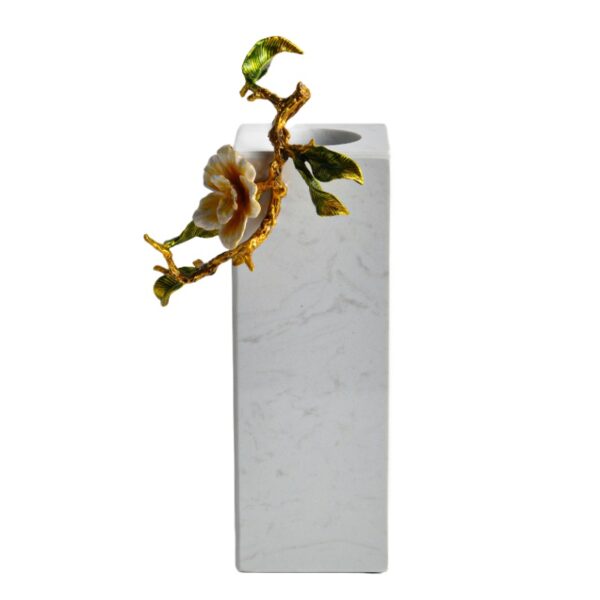 Vaso con rami in marmo bianco - Immagine 2