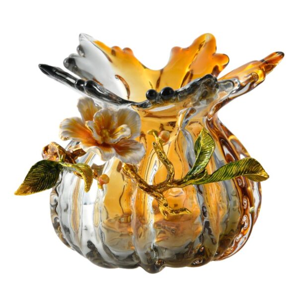 Orangene Glas-Emaille-Vase