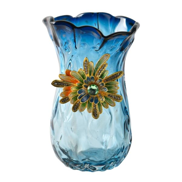 Vase en verre bleu transparent