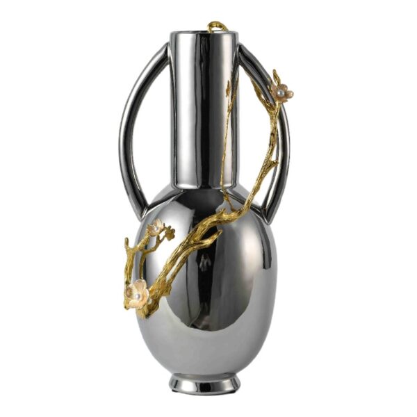Vaso Rotondo In Ceramica Argento - Immagine 2