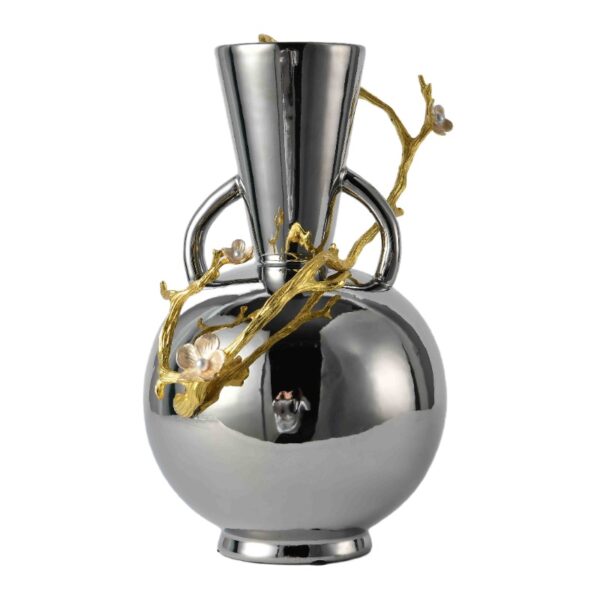 Vaso Rotondo In Ceramica Argento