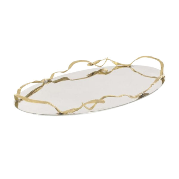 Vassoio decorativo in acciaio inossidabile color argento