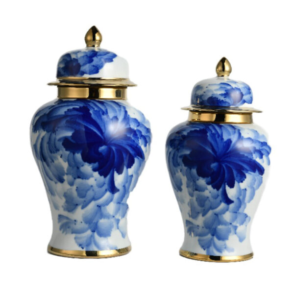 Barattolo portaoggetti in ceramica cinese blu - Immagine 3