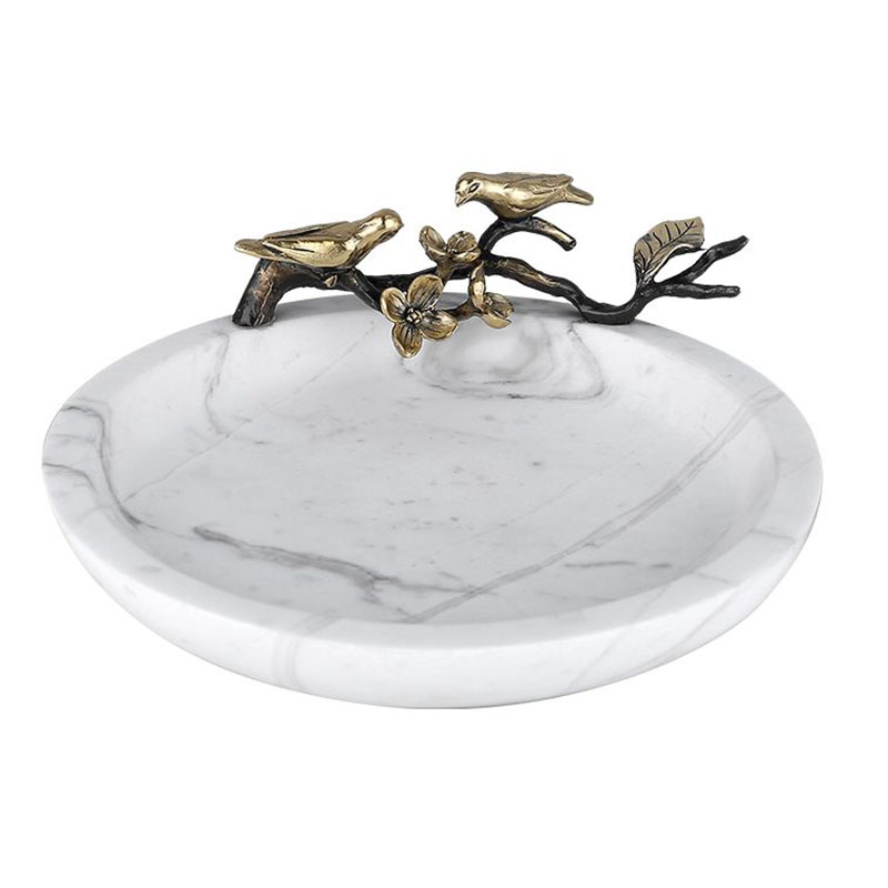 White Marble Brass Fruit Plate