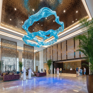 A Monumental Bespoke Art Chandelier for a 5-Star Hotel Lobby in Doha, Qatar
