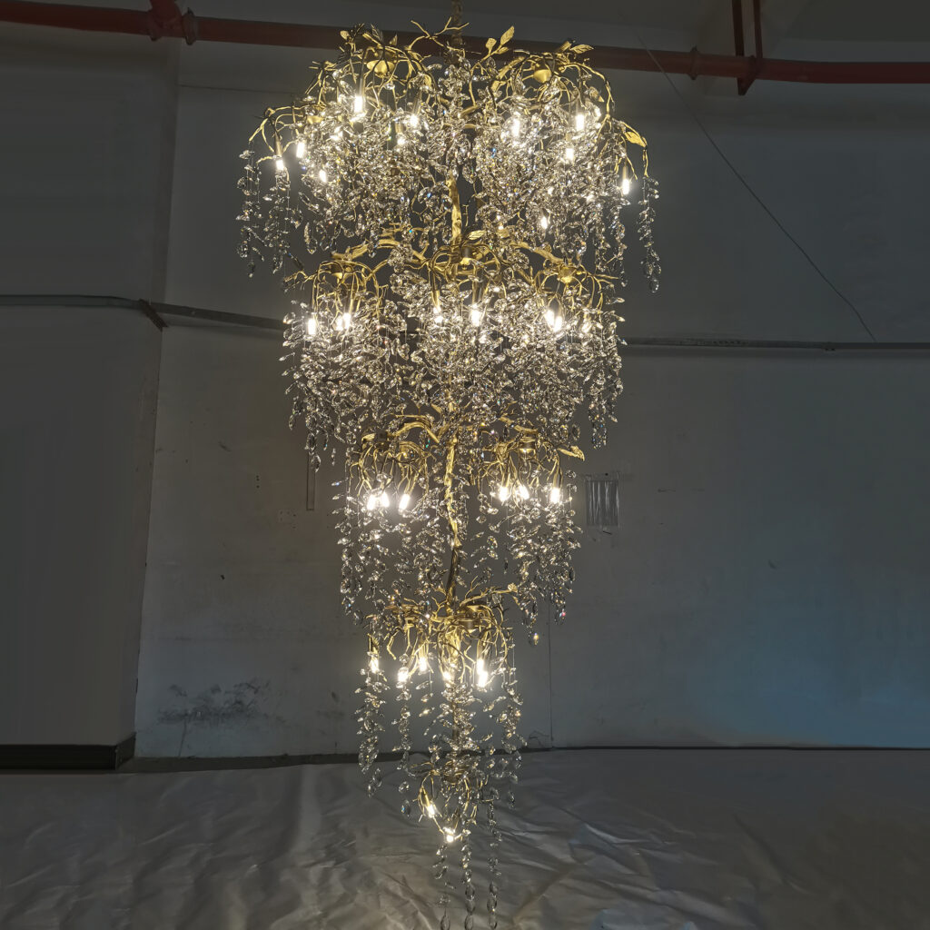 Aluminum Tree Branch Crystal Chandelier